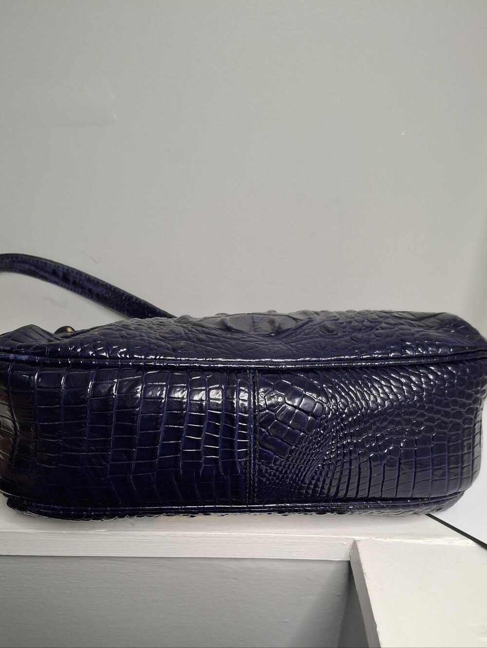 Brahmin Deep Cobalt Blue Melbourne Croc Embossed Leather Shoulder Bag - Picture 7 of 8